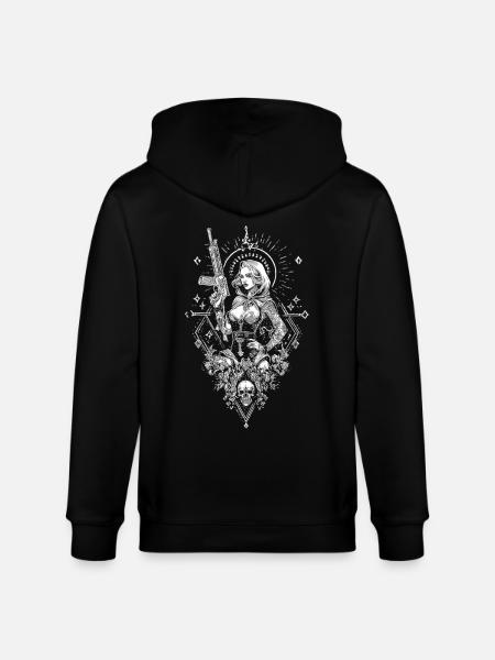 Femal warriror hero - Stanley/Stella Unisex Bio-Kapuzenjacke CULTIVATOR  - Schwarz