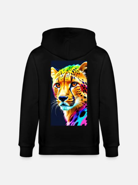 Cheetah Front - Stanley/Stella Unisex Bio-Kapuzenjacke CULTIVATOR - Schwarz