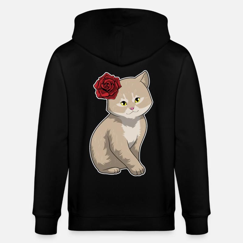 Fleurs Rose Chat - Veste à capuche bio CULTIVATOR Stanley/Stella Unisexe - noir
