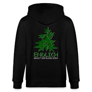 Cannabis Legal - Stanley/Stella Unisex Bio-Kapuzenjacke CULTIVATOR  - Schwarz - Hinten - Anna (173cm)