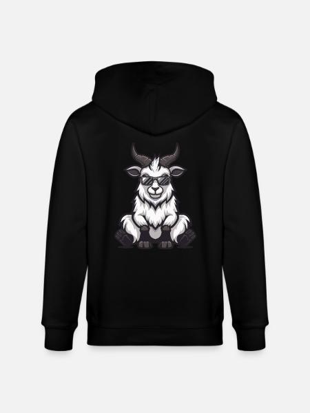 Mountain Goat Cool Comic - Stanley/Stella CULTIVATOR Unisex Organic Hooded Jacket - black