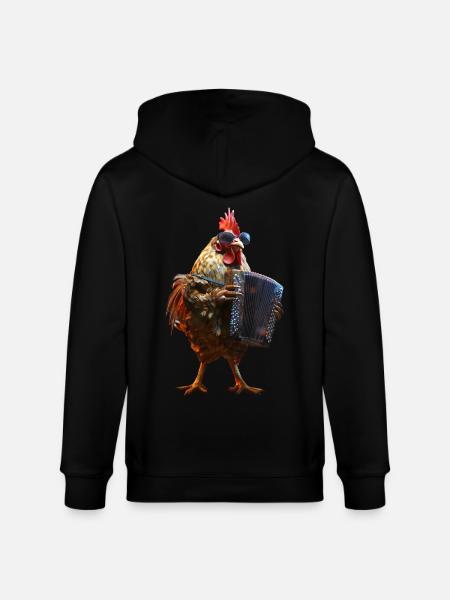 Rooster Accordion - Stanley/Stella CULTIVATOR Unisex Organic Hooded Jacket - black