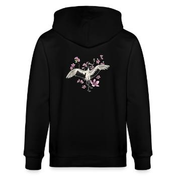 Kranich - Stanley/Stella Unisex Bio-Kapuzenjacke CULTIVATOR  - Schwarz - Hinten - Anna (173cm)