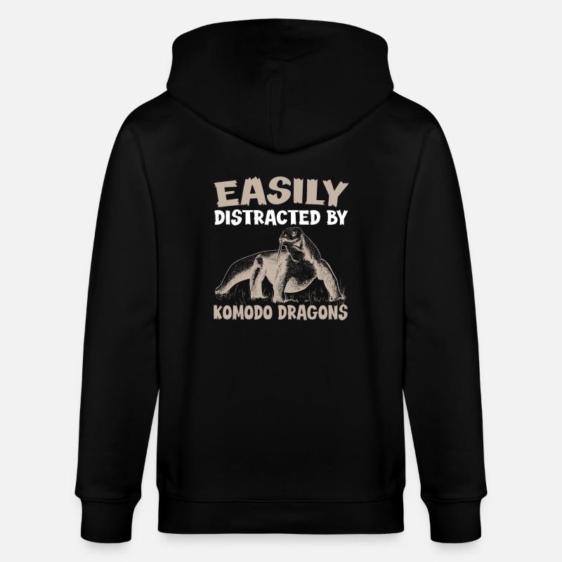 Komodowaran Lizard Lover - Stanley/Stella CULTIVATOR  Unisex Organic Hooded Jacket - black