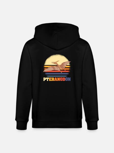 Pteranodon Retro Dinosaur - Stanley/Stella CULTIVATOR  Unisex Organic Hooded Jacket - black