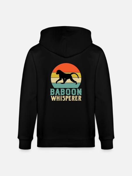 Baboon Whisperer Monkey Gift - Stanley/Stella CULTIVATOR Unisex Organic Hooded Jacket - black