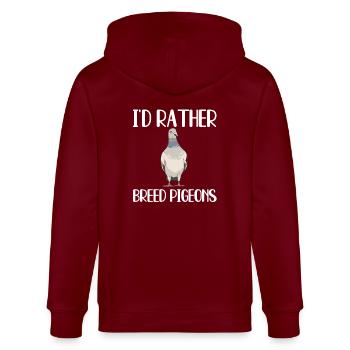 Tauben Züchten Geschenk - Stanley/Stella Unisex Bio-Kapuzenjacke CULTIVATOR  - Burgunderrot - Hinten - Anna (173cm)