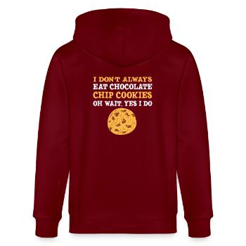 Lustiges Schokoladenkeks Design - Stanley/Stella Unisex Bio-Kapuzenjacke CULTIVATOR  - Burgunderrot - Hinten - Anna (173cm)
