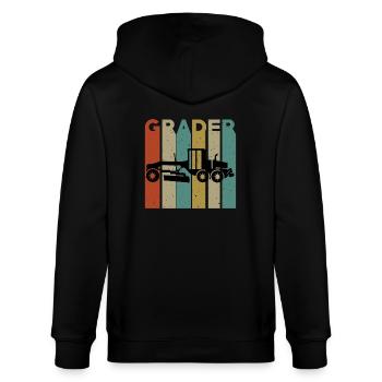 Grader Retro Design - Stanley/Stella Unisex Bio-Kapuzenjacke CULTIVATOR  - Schwarz - Hinten - Anna (173cm)