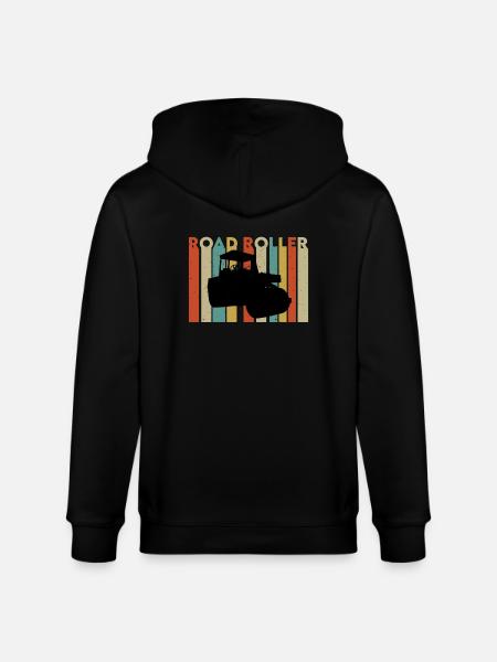 Retro Roller Road Construction - Stanley/Stella CULTIVATOR Unisex Organic Hooded Jacket - black