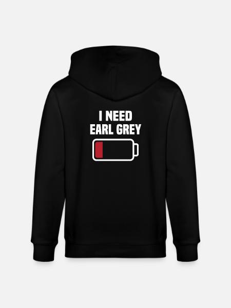 Funny Earl Grey Tee Design - Stanley/Stella CULTIVATOR  Unisex Organic Hooded Jacket - black