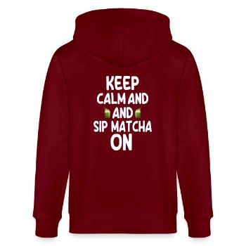 Matcha - Stanley/Stella Unisex Bio-Kapuzenjacke CULTIVATOR  - Burgunderrot - Hinten - Anna (173cm)