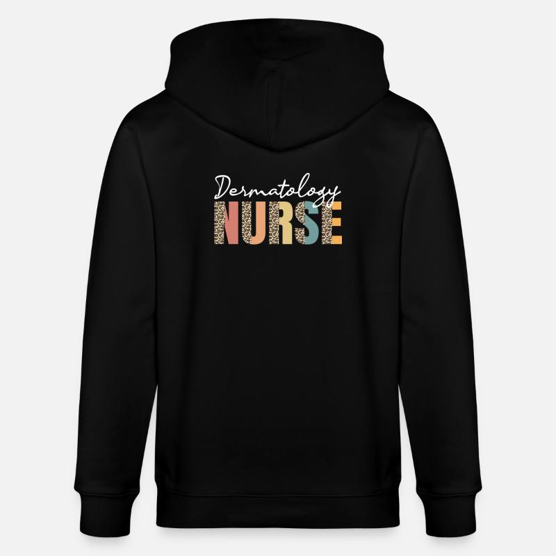 Dermatology Nurse Leopard Pattern - Stanley/Stella CULTIVATOR  Unisex Organic Hooded Jacket - black
