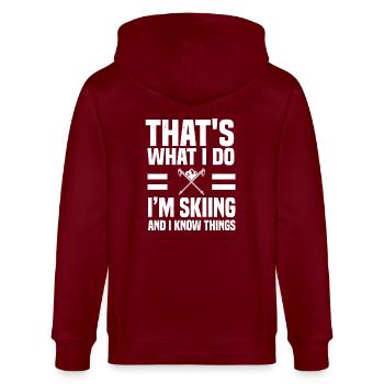 Lustiges Skifahrer Spruch Ski Alpin - Stanley/Stella Unisex Bio-Kapuzenjacke CULTIVATOR  - Burgunderrot - Hinten - Anna (173cm)