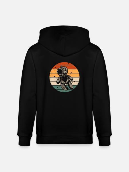 Retro Voodoo Doll Design - Stanley/Stella CULTIVATOR  Unisex Organic Hooded Jacket - black
