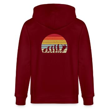 Retro Eistanzen Evolution Design - Stanley/Stella Unisex Bio-Kapuzenjacke CULTIVATOR  - Burgunderrot - Hinten - Anna (173cm)
