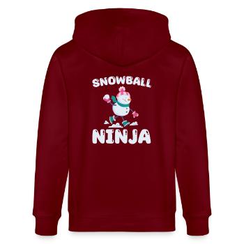 Retro Schneemann Silhouette Feiertagsdekoration - Stanley/Stella Unisex Bio-Kapuzenjacke CULTIVATOR  - Burgunderrot - Hinten - Anna (173cm)
