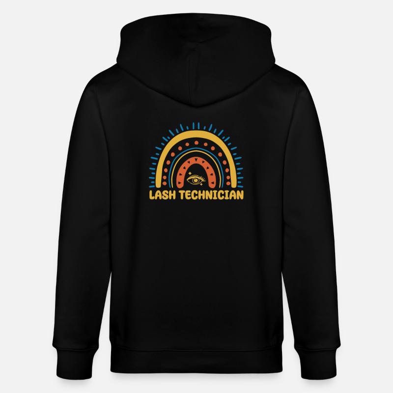 Lash Tech Boho Rainbow - Stanley/Stella CULTIVATOR  Unisex Organic Hooded Jacket - black