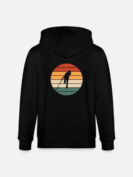 Retro floorball player Dersign - Stanley/Stella CULTIVATOR Unisex Organic Hooded Jacket - black