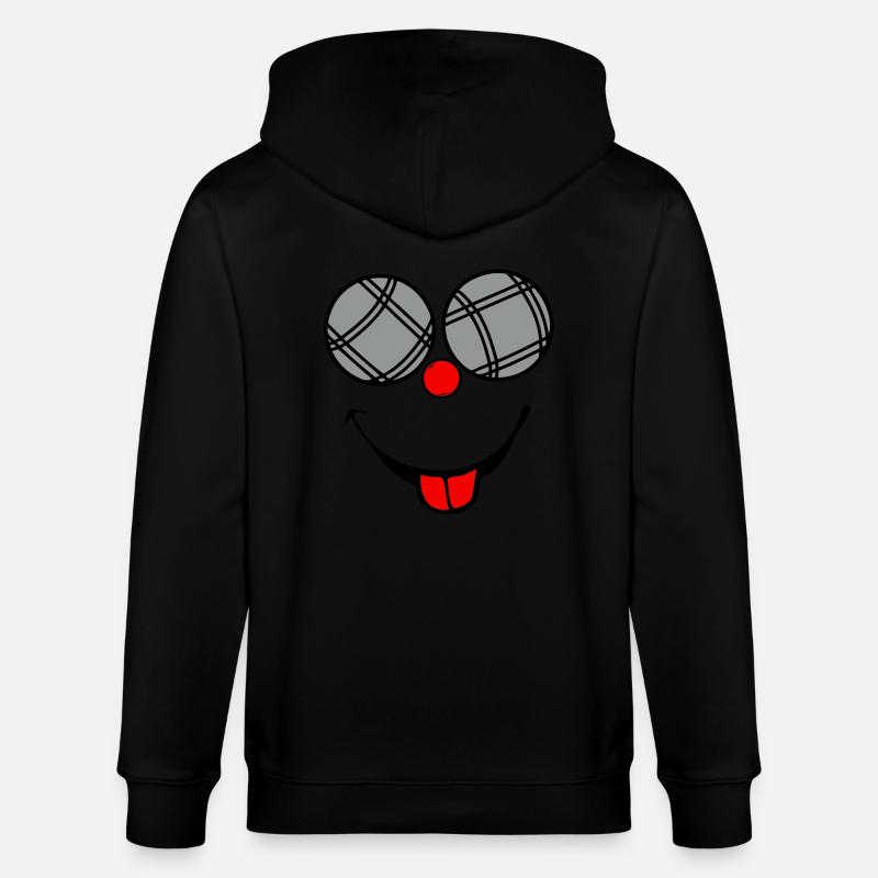 petanque boule smiley sourire langue2 - Veste à capuche bio CULTIVATOR Stanley/Stella Unisexe - noir