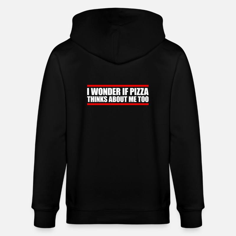 pizza thinks about me - Stanley/Stella CULTIVATOR  Unisex Organic Hooded Jacket - black