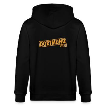 Dortmund - 0231 - Vorwahl - Stanley/Stella Unisex Bio-Kapuzenjacke CULTIVATOR  - Schwarz - Hinten - Anna (173cm)