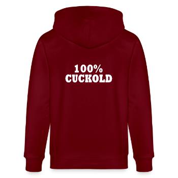 cuckold - Stanley/Stella Unisex Bio-Kapuzenjacke CULTIVATOR  - Burgunderrot - Hinten - Anna (173cm)