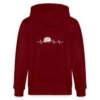 Heartbeat of a Hedgehog - Stanley/Stella Unisex Bio-Kapuzenjacke CULTIVATOR  - Burgunderrot - Hinten - Anna (173cm)