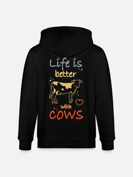 Cow lovers - Stanley/Stella CULTIVATOR  Unisex Organic Hooded Jacket - black