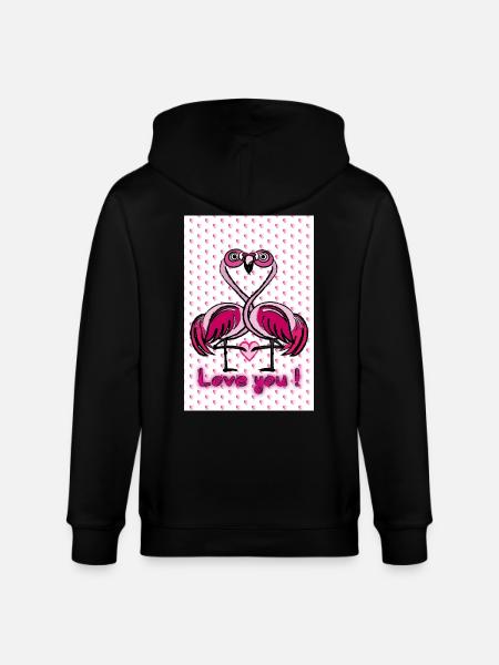 Flamingo love - Stanley/Stella Unisex Bio-Kapuzenjacke CULTIVATOR - Schwarz