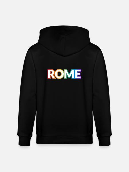 ROME PRIDE rainbow text - Stanley/Stella CULTIVATOR Unisex Organic Hooded Jacket - black