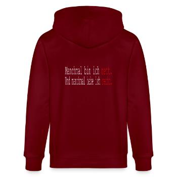 Sarkasmus Ironie Sarkastische Sprüche - Stanley/Stella Unisex Bio-Kapuzenjacke CULTIVATOR  - Burgunderrot - Hinten - Anna (173cm)