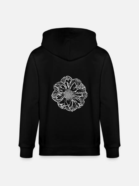 Flower, White, White Flower - Stanley/Stella CULTIVATOR Unisex Organic Hooded Jacket - black