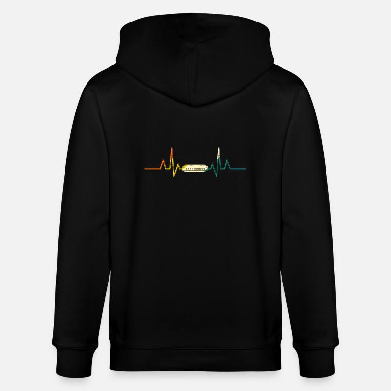 Harmonica Heartbeat Harmonica - Stanley/Stella CULTIVATOR  Unisex Organic Hooded Jacket - black