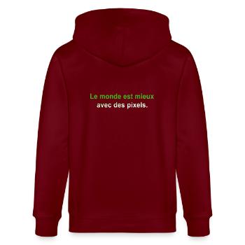 GEEK HUMOUR DRÖLES BLAGUE - Veste à capuche bio CULTIVATOR Stanley/Stella Unisexe - bordeaux - Dos - Anna (173cm)