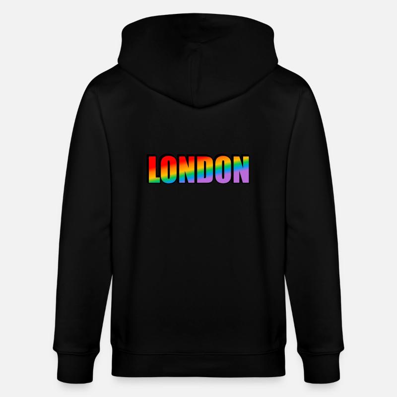 Fierté LGBTQ arc-en-ciel de Londres - Veste à capuche bio CULTIVATOR Stanley/Stella Unisexe - noir