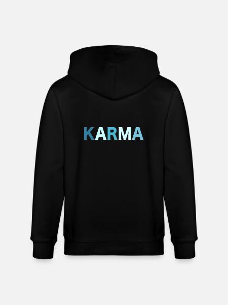 Karma Retro Lettering - Stanley/Stella CULTIVATOR Unisex Organic Hooded Jacket - black