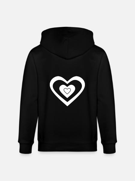 Heart White Valentine's Day - Stanley/Stella CULTIVATOR  Unisex Organic Hooded Jacket - black