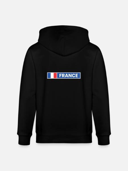 France National Flag - Stanley/Stella CULTIVATOR Unisex Organic Hooded Jacket - black