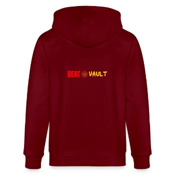The Beat Vault - Horizontal - Stanley/Stella CULTIVATOR  Unisex Organic Hooded Jacket - burgundy - Back - Anna (173cm)