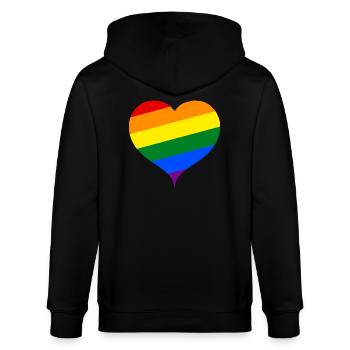 LGBT PRIDE heart - Stanley/Stella CULTIVATOR  Unisex Organic Hooded Jacket - black - Back - Anna (173cm)
