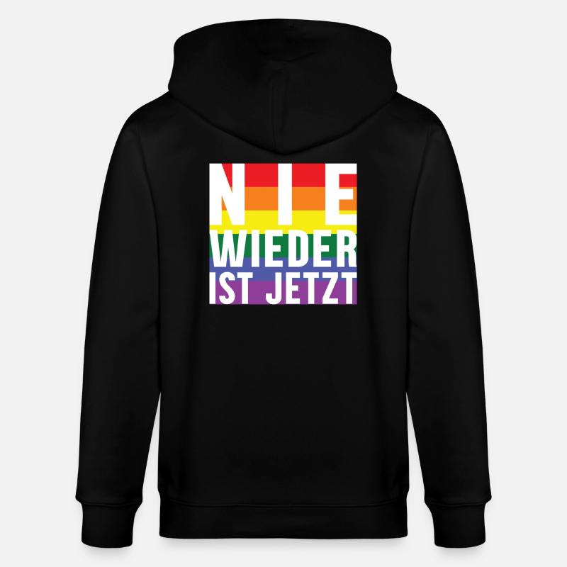Never again lettering Pride - Stanley/Stella CULTIVATOR  Unisex Organic Hooded Jacket - black
