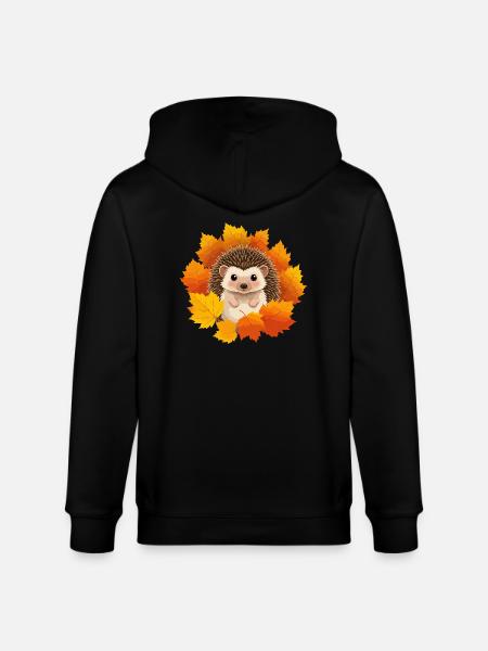 Hérisson et feuilles - Veste à capuche bio CULTIVATOR Stanley/Stella Unisexe - noir