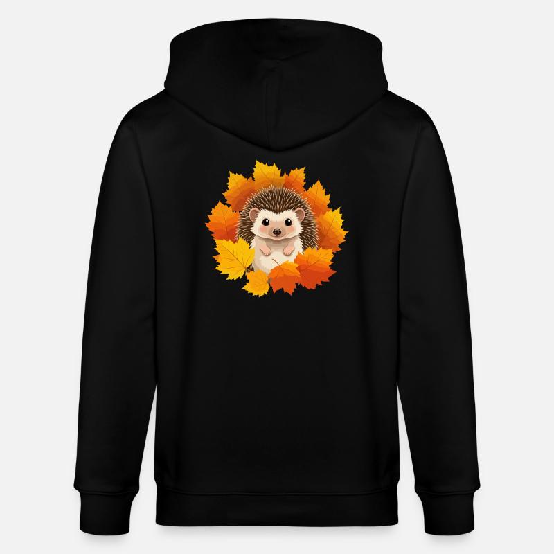 Hérisson et feuilles - Veste à capuche bio CULTIVATOR Stanley/Stella Unisexe - noir