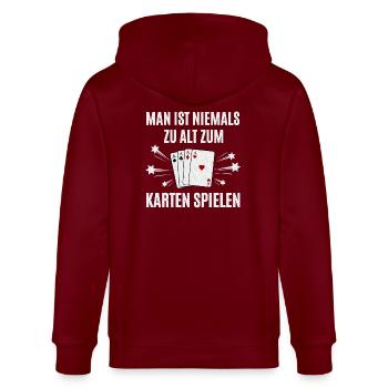 Play at cards - Stanley/Stella CULTIVATOR  Unisex Organic Hooded Jacket - burgundy - Back - Anna (173cm)