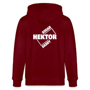 Hektor als Sugardaddy - Stanley/Stella Unisex Bio-Kapuzenjacke CULTIVATOR  - Burgunderrot - Hinten - Anna (173cm)