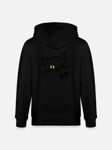 cute cat, winking eye - Stanley/Stella CULTIVATOR  Unisex Organic Hooded Jacket - black