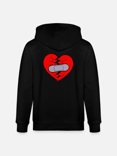 Patch heart broken - Stanley/Stella CULTIVATOR  Unisex Organic Hooded Jacket - black