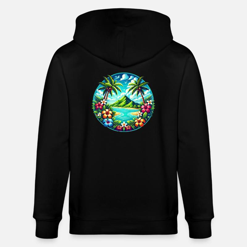 Logo de l’île des Caraïbes - Veste à capuche bio CULTIVATOR Stanley/Stella Unisexe - noir