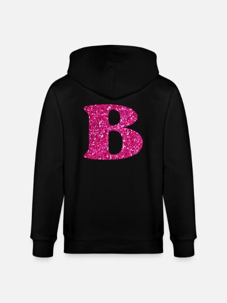 Letter b pink glitter - Stanley/Stella CULTIVATOR Unisex Organic Hooded Jacket - black
